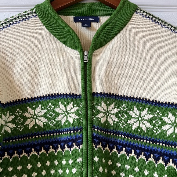 Land’s End Girls Fair Isle Full Zip Sweater, Sz: 16 (XL) - Picture 2 of 5